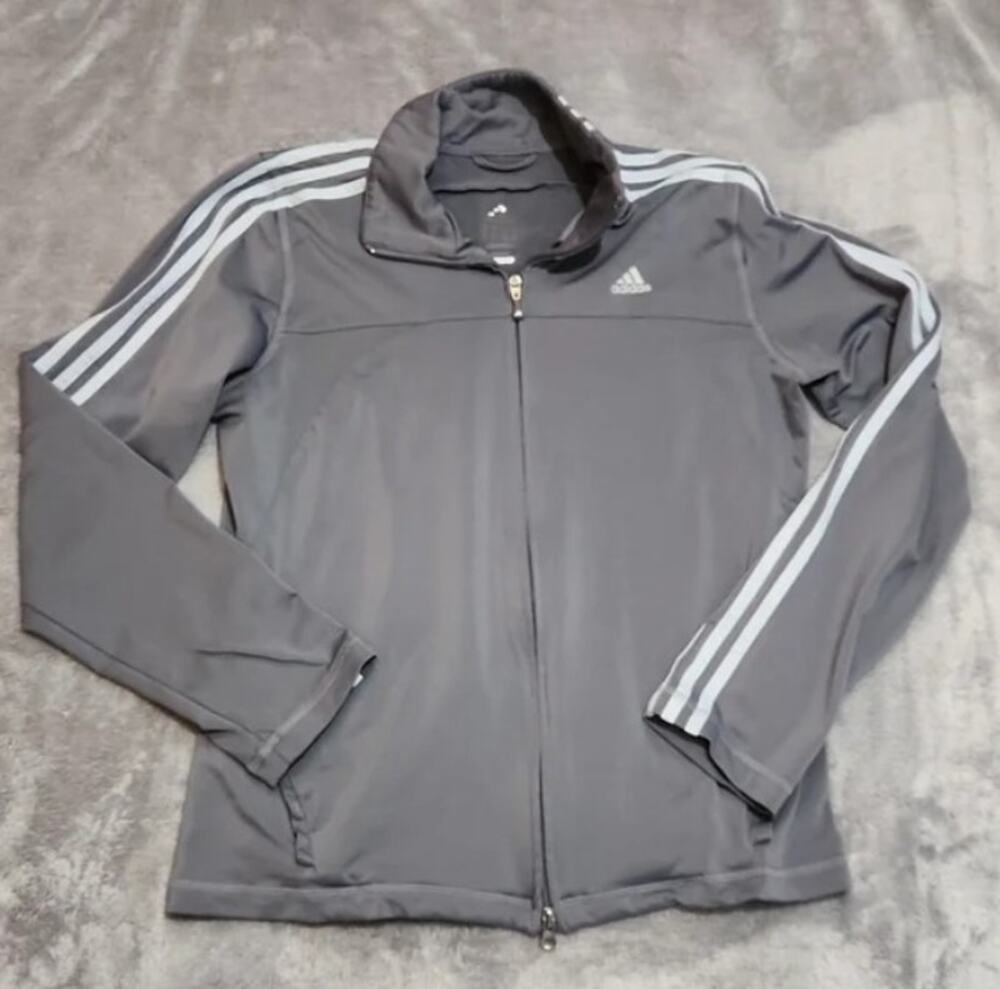 Womens Adidas Jacket Gray Climalite Full Zip Sweatshirt Size Small
